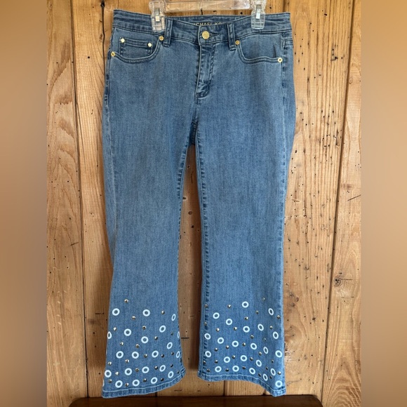 Michael Kors Denim - Michael Kors Jeans Embl Izzy Cropped Flare Slim Women's Size 4